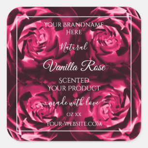 Florrosa Produktverpackung Etiketten Rose Blume Quadratischer Aufkleber