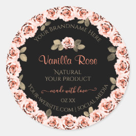Florrosa Rosen Schwarze Produktverpackungsmarken Runder Aufkleber