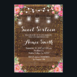 Florrosa rustikale Sweet 16 Geburtstagskarte Einladung<br><div class="desc">Florrosa rustikale Sweet 16 Geburtstagskarte</div>