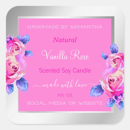 Florrosa und Silbertabletten Quadratischer Aufkleber (Vorderseite)