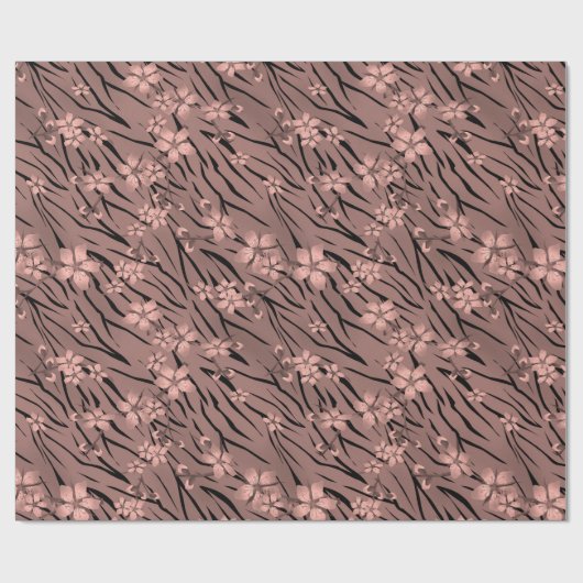 Flortiger Tigerprint Geschenkpapier (Flach)