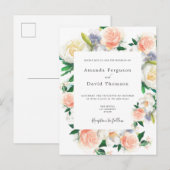 Florweiße Korallen Moderne Hochzeit Einladung Postkarte (Vorne/Hinten)