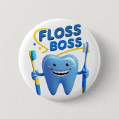 Floss Boss Patch - Fun Dental Inspiriert bestickt Button (Vorderseite)