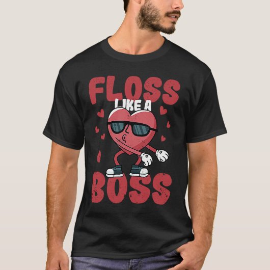 Floss Like A Boss Valentine's Day Dance Heart Love T-Shirt (Vorderseite)