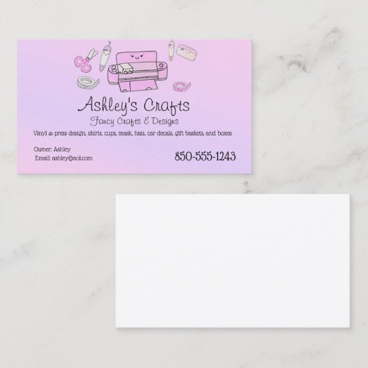 Floß Vinyl Rosa und Lila Silhouette oder Cricut Visitenkarte (Vorne/Hinten)