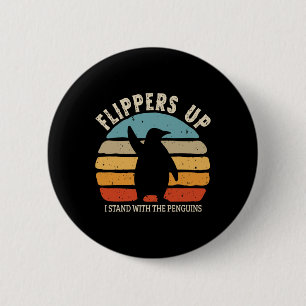 Flossen hoch, ich stehe mit den Pinguinen Retro-So Button