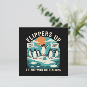 Flossen hoch, ich stehe mit Pinguinen, lustiger Wi Einladung