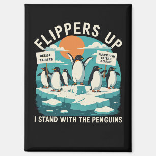Flossen hoch, ich stehe mit Pinguinen, lustiger Wi Magnet