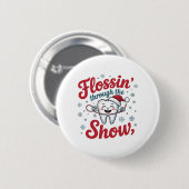 Flossen Thru der Schnee Funny Weihnachten Button (Vorne & Hinten)
