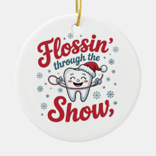 Flossing durch den Schnee Lustiges Xmas Weihnachte Keramik Ornament