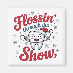 Flossing durch den Schnee Lustiges Xmas Weihnachte Magnet