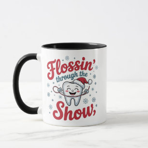 Flossing durch den Schnee Lustiges Xmas Weihnachte Tasse