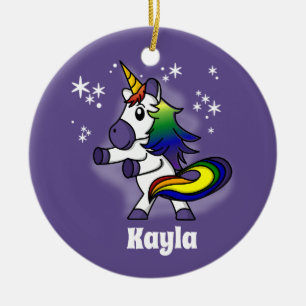 Flossing Regenbogen-Einhorn mit sternenklarem Keramik Ornament