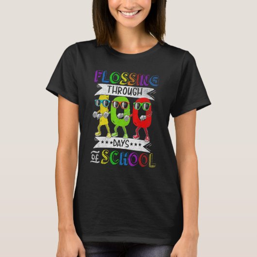 Flossing through 100 Days of School 100th Day Smar T-Shirt (Vorderseite)
