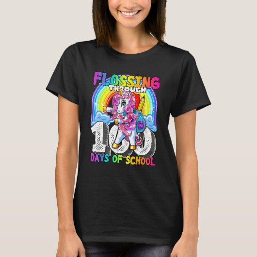 Flossing Through 100 Days Of School Flossing Unico T-Shirt (Vorderseite)