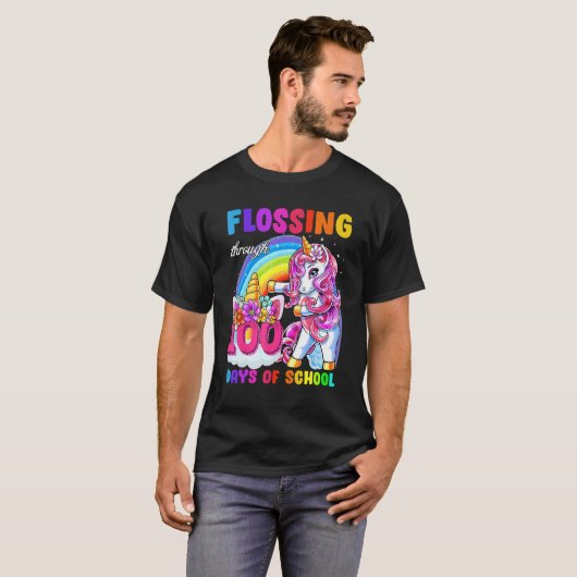 Flossing Through 100 Days Of School Flossing Unico T-Shirt (Vorne ganz)