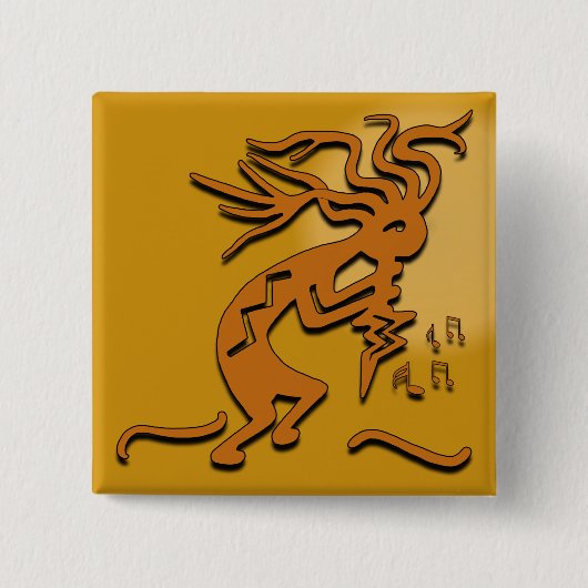 Flöte, die Kokopelli MerrymakerMusician spielt Button (Vorderseite)