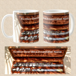 Flöte im Vintage-Futteral Schönes Musik-Foto Kaffeetasse