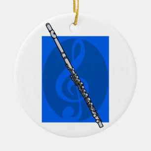 Flöte mit blauem dreifacher Clef-Hintergrund Keramikornament
