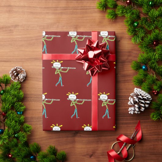 Flöte spielender Stockmann Geschenkpapier (Feiertagsgeschenk)