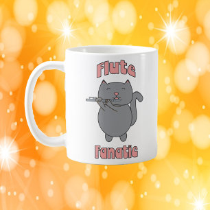 Flöten-Fanatiker Graue Katze Pink Kaffeetasse