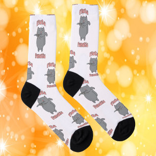 Flöten-Fanatiker Graue Katze Pink Socken
