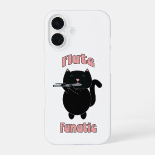 Flöten-Fanatikerin Rosa Schwarze Katze Süß iPhone 16 Hülle
