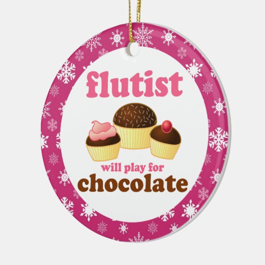 Flöten-Musik-Weihnachtszitat-Verzierungs-Geschenk Keramik Ornament (Links)