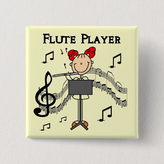 Flöten-Spieler-T - Shirts und Geschenke Button (Vorderseite)