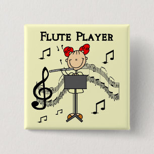 Flöten-Spieler-T - Shirts und Geschenke Button