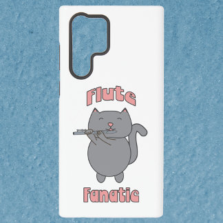 Flötenfanatiker Graue Katze Rosa Buchstaben Samsung Galaxy Hülle