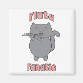 Flötenfanatiker Rosa Graue Katze Magnet (Vorne)