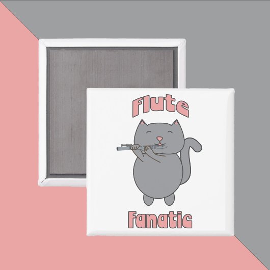 Flötenfanatiker Rosa Graue Katze Magnet