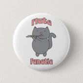 Flötenfanatiker Süße Graue Katze Rosa Button (Vorderseite)