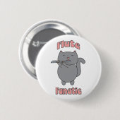 Flötenfanatiker Süße Graue Katze Rosa Button (Vorne & Hinten)