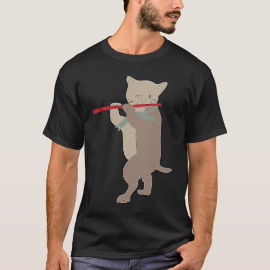 Flötenkatze Flöte 2 T-Shirt (Vorderseite)