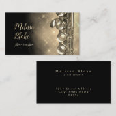 Flötenlehrer goldener Aquarellhintergrund Visitenkarte (Vorne/Hinten)