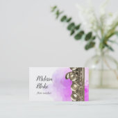 Flötenlehrer lila Aquarellhintergrund Visitenkarte (Stehend Vorderseite)