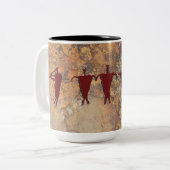 Flötenspieler und Wohnwagen Zweifarbige Tasse (Vorderseite Links)