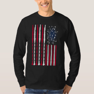 Flötes American Flag Flute Musiker Instrument T-Shirt