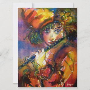 FLÖTISTEN PORTRÄT Venezianische Maskerade Gold Gel Einladung