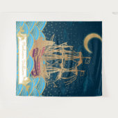 Flotte unter dem Mondlicht mit kleinen Walen Wandteppich (Vorderseite (Horizontal))