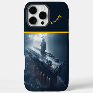 Flottenträger navigiert stürmische Gewässer AI ART iPhone 16 Pro Max Hülle