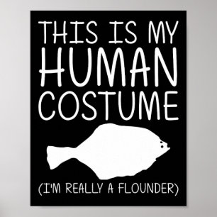 Flounder Easy Halloween Human Costume Food Fisch D Poster
