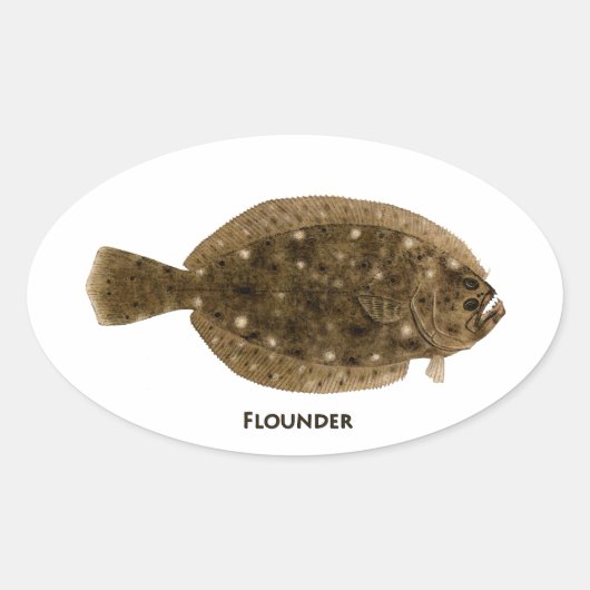 Flounder-Logo Ovaler Aufkleber (Vorderseite)