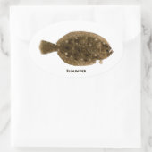 Flounder-Logo Ovaler Aufkleber (Tasche)