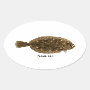 Flounder-Logo Ovaler Aufkleber