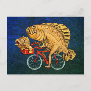 Flounder Reiten Fahrradzeichnen Postkarte