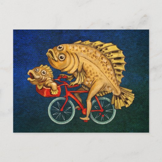 Flounder Reiten Fahrradzeichnen Postkarte (Vorderseite)