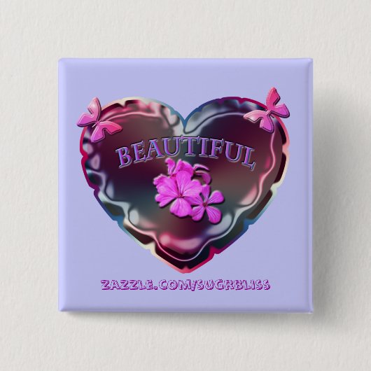 Flourescent Herz-Quadrat-Knopf Button (Vorderseite)